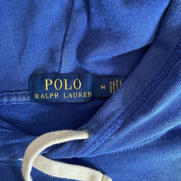 Polo Ralph Lauren Mens Hoodie Size Medium Pullover Blue White Logo Preppy Casual - Picture 9 of 10